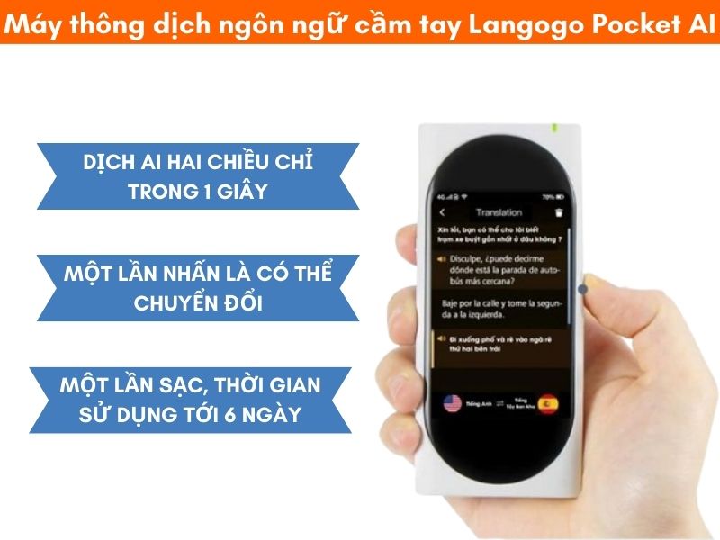 Máy thông dịch trực tiếp Langogo Pocket AI Máy thông dịch trực tiếp Langogo Pocket AI